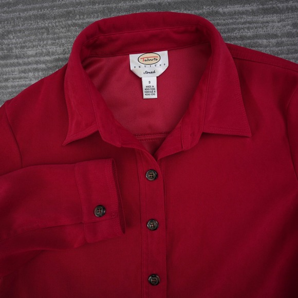 Talbots Tops - Talbots Petites Stretch Shirt Women Small‎ Red Button Up Long Sleeve Blouse